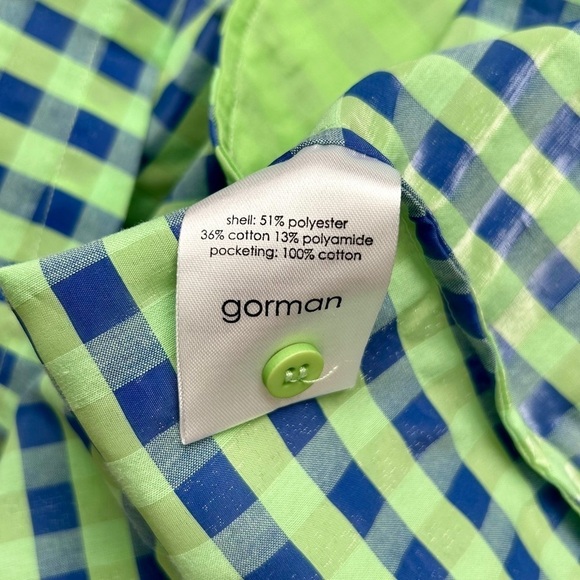 Gorman Stay in Check Mini Dress Puff Sleeve Green Blue Gingham Size 6 NWT - Picture 12 of 13